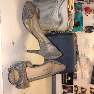 Silver and gold sparkly heels